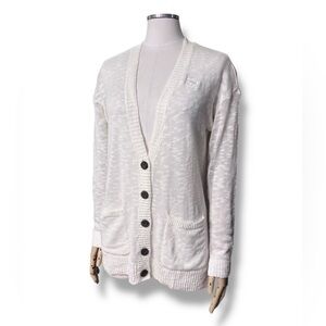 ABERCROMBIE & FITCH White Lightweight Long V Neck Cardigan